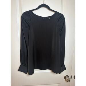 Banana Republic Women’s Top Size M Black Puff Sleeve Collar Minimalist Office